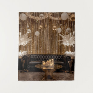 Black and Gold Art Deco Backdrop Tapestry