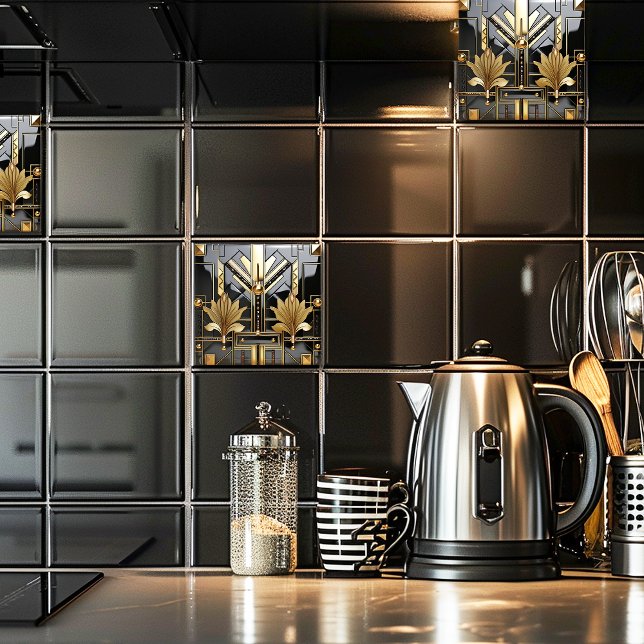 Black and Gold Art Deco Beautiful  Tile (Creator Uploaded)