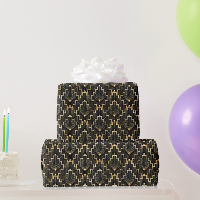 Black and Gold Art Deco Design Wrapping Paper (Party Gifts)