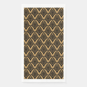 Black and Gold Art Deco Fan Flowers Pattern Napkin