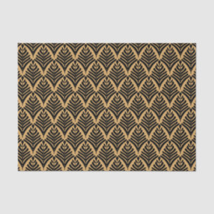 Black and Gold Art Deco Fan Flowers Pattern Tissue Paper