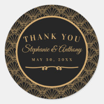 Black and Gold Art Deco Fan Flowers Wedding