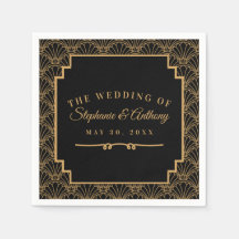 Black and Gold Art Deco Fan Flowers Wedding