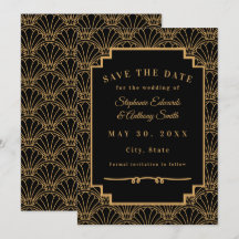Black and Gold Art Deco Fan Flowers Wedding