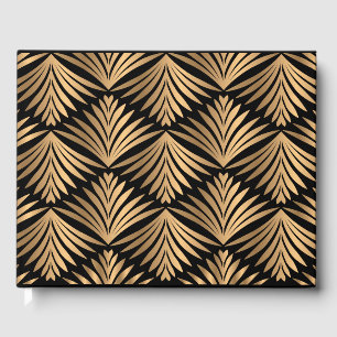 Black and Gold Art Deco Floral Gatsby Wedding Guest Book