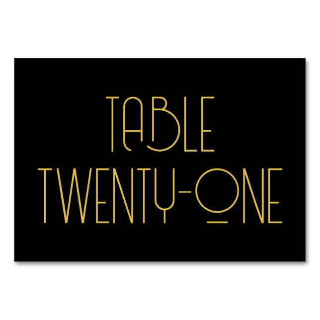 Black and Gold Art Deco for 21+ Table Number (Front)