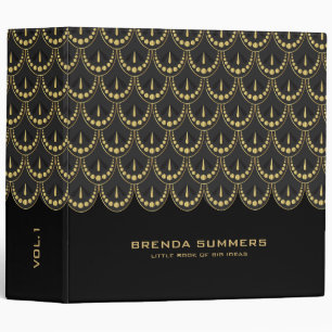 Black and gold art-deco geometric pattern binder
