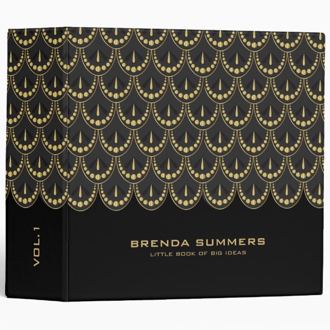 Black and gold art-deco geometric pattern binder (Front/Spine)