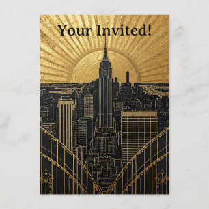 Black and Gold Art Deco Invitation