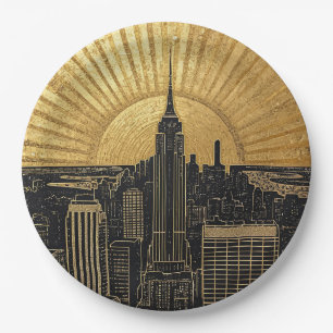 Black and Gold Art Deco Paper Napkins Paper Plate