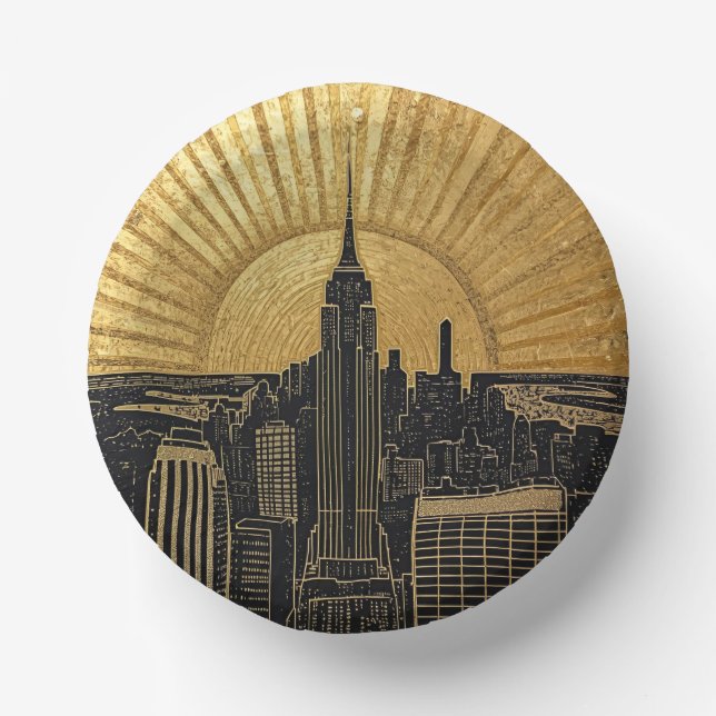 Black and Gold Art Deco Paper Plates (Front)