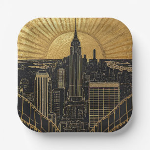 Black and Gold Art Deco Paper Plates