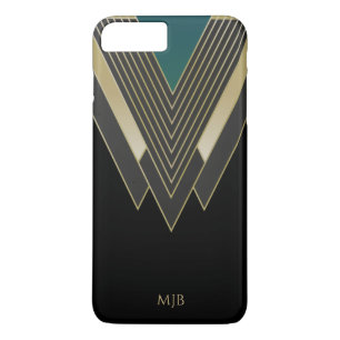Black and Gold Art Deco Pattern with Any Monogram Case-Mate iPhone Case