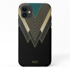 Black and Gold Art Deco Pattern with Monogram