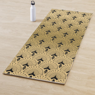 Black and gold art-deco pattern yoga mat