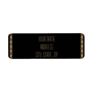 Black and Gold Art Deco Peacock Return Address