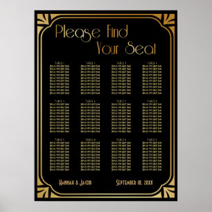 Black and Gold Art Deco Reception Seating Chart