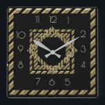 Black and gold Art Deco Square Wall Clock<br><div class="desc">Great clock design. You will love it like others. Be free to use this design for other product you like or to customize and add your text. Follow me for more. Thank you. Have a nice day.</div>