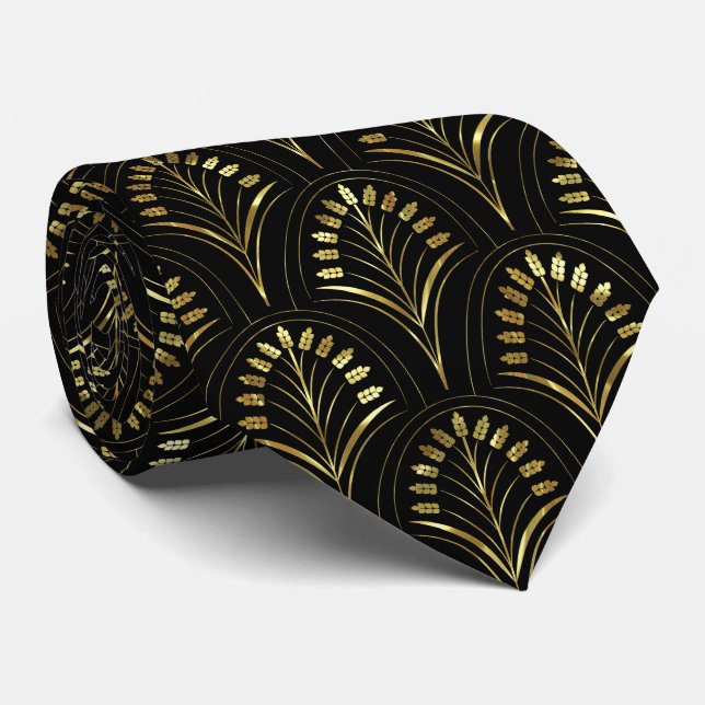 Black And Gold Art Deco Tie (Rolled)
