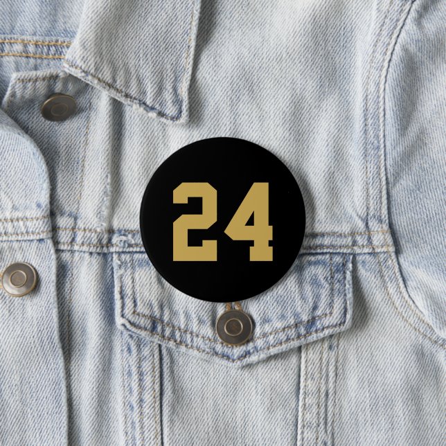 Black and Gold Athlete Jersey Number 3 Inch Round Button (In Situ)