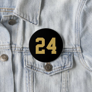 Black and Gold Athlete Jersey Number 3 Inch Round Button