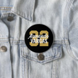 Black and Gold Athlete Jersey Number 3 Inch Round Button<br><div class="desc">Cheer on your favourite sports team, football player or just show off your school pride with a custom personalized spirit button! Personalize with a player's jersey number or other custom text. Perfect for football, basketball, baseball and soccer games! Create custom pins for the whole team, cheerleaders, parents and siblings to...</div>