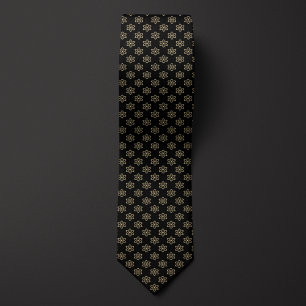 Black and Gold Atom Pattern Tie