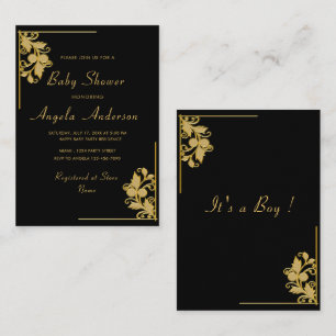 Black and Gold Baby Shower Invitation Template