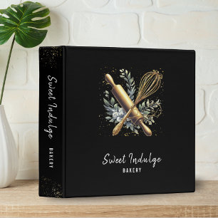 Black and Gold Bakery Baking Utensils Binder