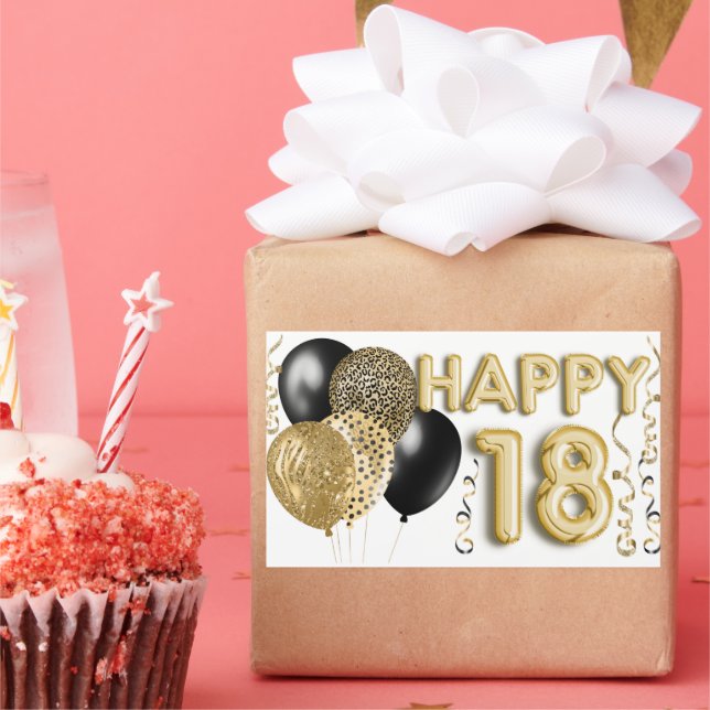Black and Gold Balloons 18th Birthday Sticker (Party)