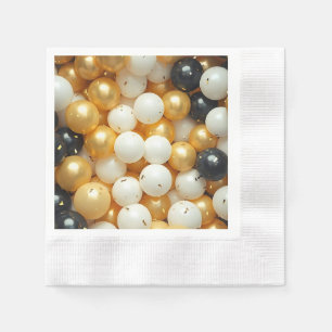 Black and Gold Balloons Anniversary Napkin