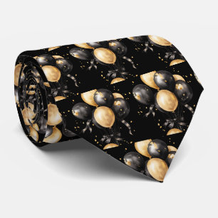 Black and Gold Balloons Neck Tie