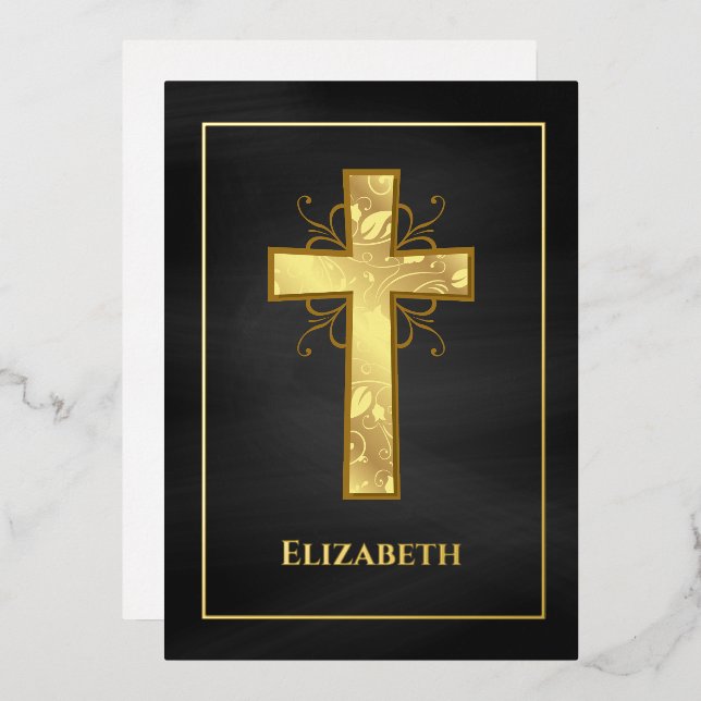Black and Gold Baptism or Christening Filigree (Front/Back)