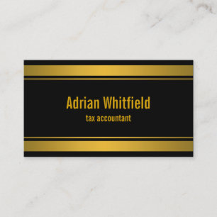 Black and Gold Bar Borders Horizontal Accountant Business Card