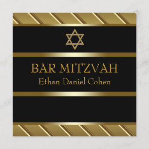 Black and Gold Bar Mitzvah Invitation