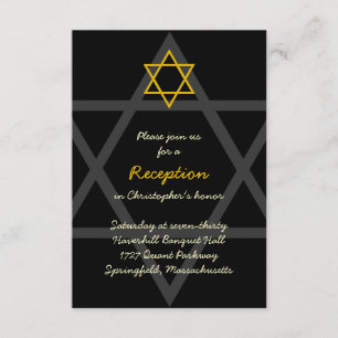 Black and Gold Bar Mitzvah Reception Insert Card
