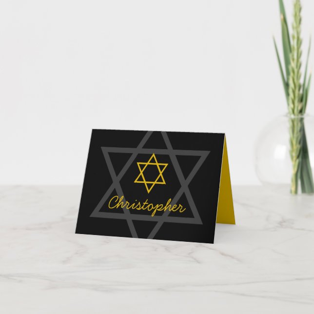 Black and Gold Bar Mitzvah Thank You (Front)