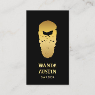 Black And Gold Barber Skull Barbershop  Business Card