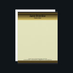 Black and Gold Bars Accountant Business Letterhead<br><div class="desc">Gold Framed Bars Border © Sunny Mars Designs. Sharp, stylish, elegant, modern accounting business letterhead template with an elegant gold gradient metallic background bordered by two gold bars. Personalize and customize it by adding your own name and business details. Bulk discounts available.</div>