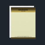 Black and Gold Bars Accountant Business Letterhead<br><div class="desc">Gold Framed Bars Border © Sunny Mars Designs. Sharp, stylish, elegant, modern accounting business letterhead template with an elegant gold gradient metallic background bordered by two gold bars. Personalize and customize it by adding your own name and business details. Bulk discounts available.</div>