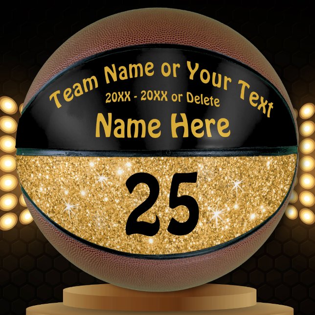 Black and Gold Basketball Personalized for Girls (Black and Gold Basketball. Basketball gifts for Her. Senior gift ideas for basketball, Personalized.)