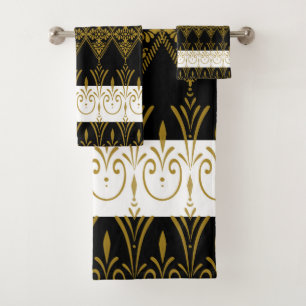 Black and Gold Bath Towel Set