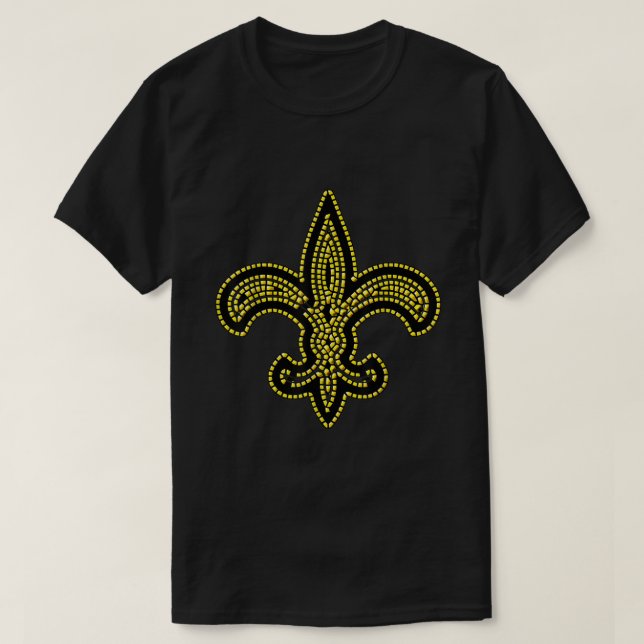 Black and Gold Bevel New Orleans Fleur De Lis Mard T-Shirt (Design Front)