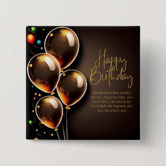 Black and Gold Birthday 2 Inch Square Button