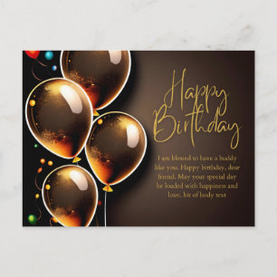 Black and Gold Birthday Announcement Postcard