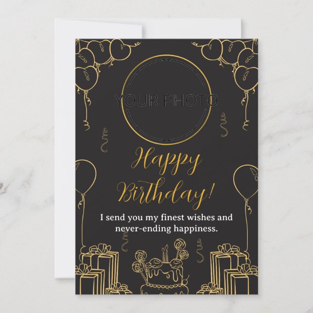 Black and Gold Birthday Card (Front)