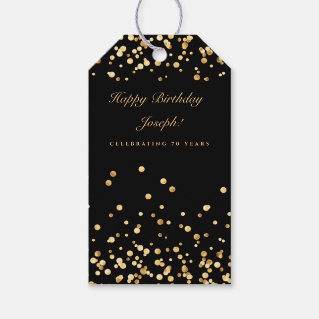 Black And Gold Birthday Gift Tags (Front)