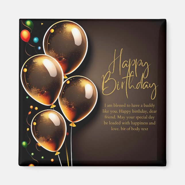 Black and Gold Birthday Magnet (Front)