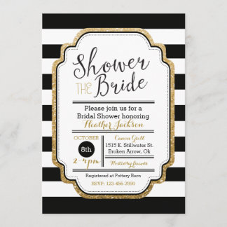 Black And Gold Bridal Shower Invitation