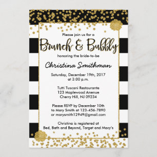 Black and Gold Brunch and Bubbly Invitations